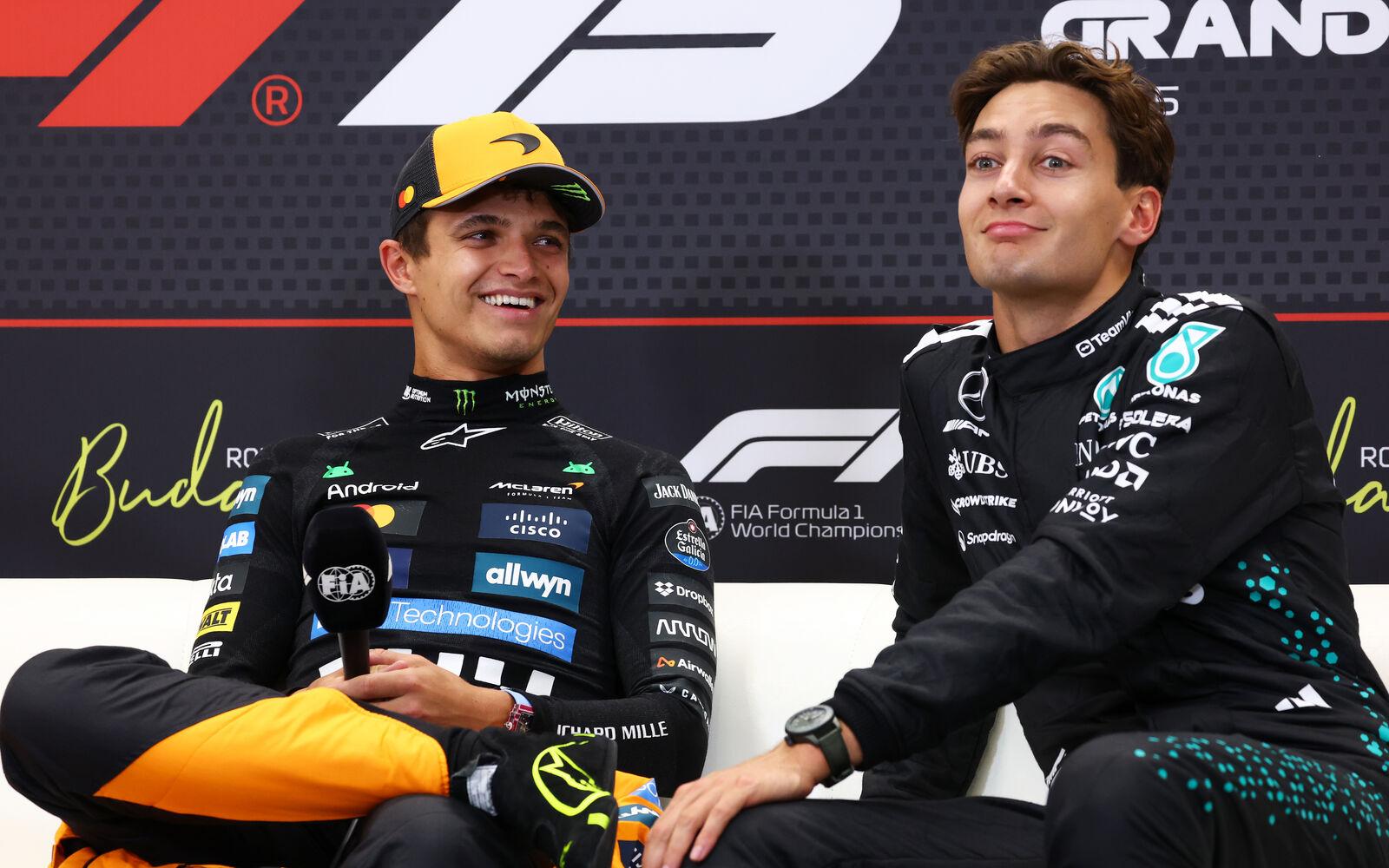 Lando Norris a George Russell