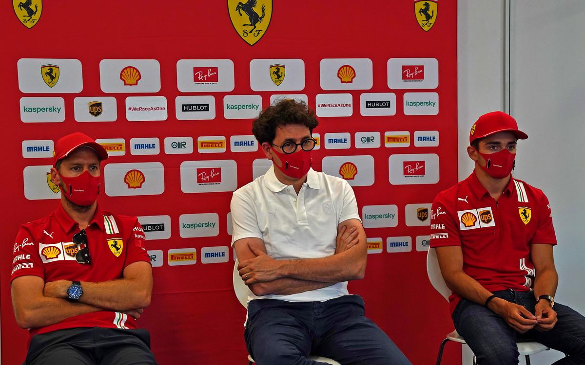 Sebastian Vettel, Mattia Binotto, Charles Leclerc