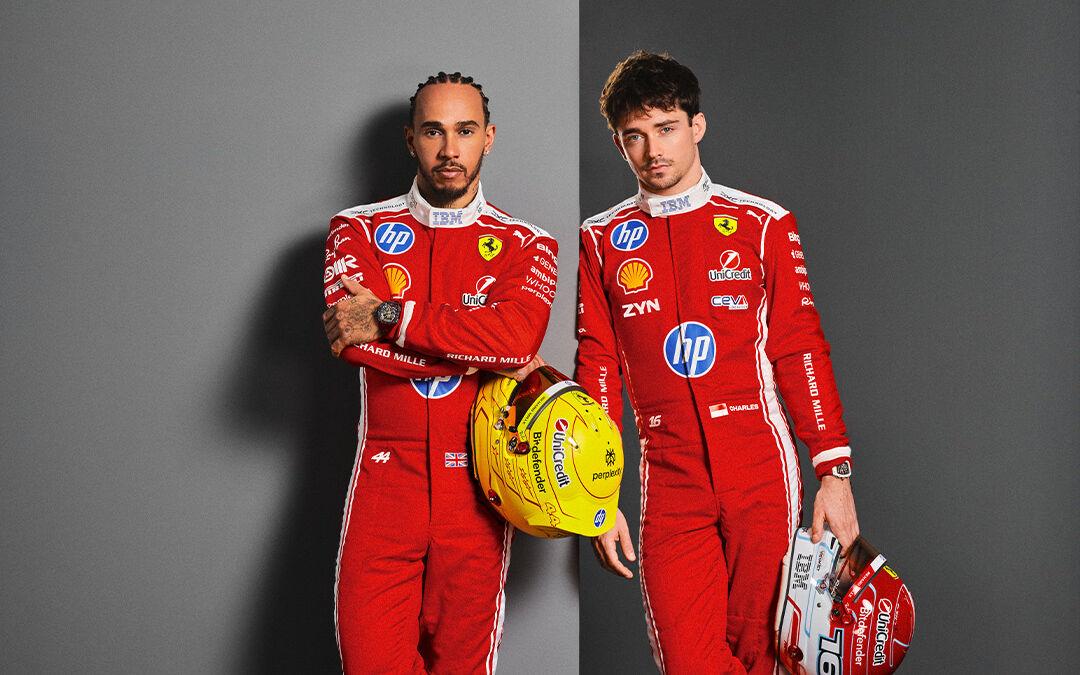 Kombinéza Ferrari na rok 2026: Lewis Hamilton a Charles Leclerc