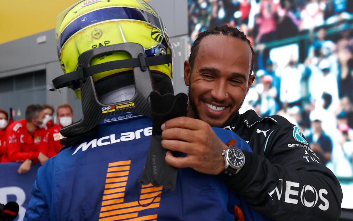 Lando Norris a Lewis Hamilton