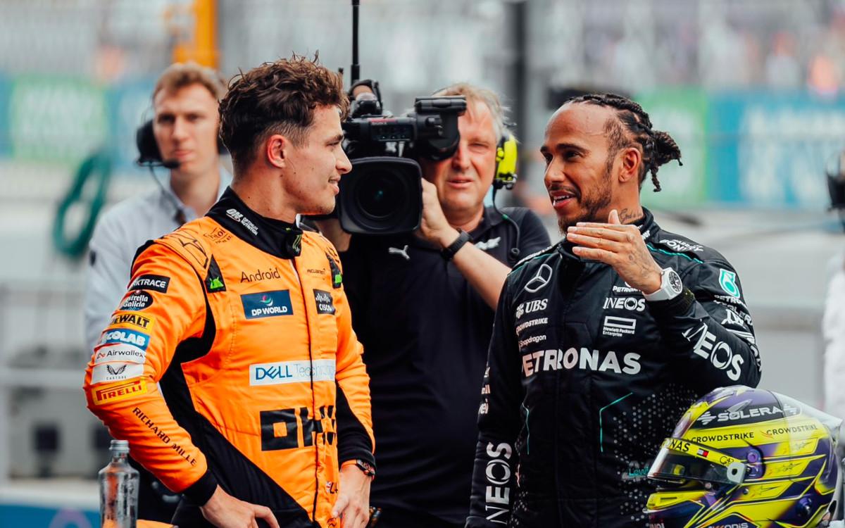 Lando Norris a Lewis Hamilton