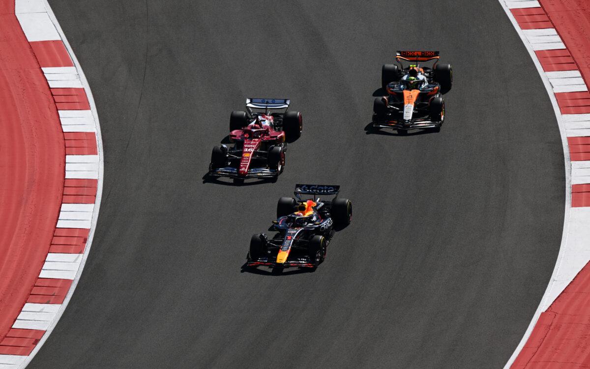 Max Verstappen, Charles Leclerc a Lando Norris