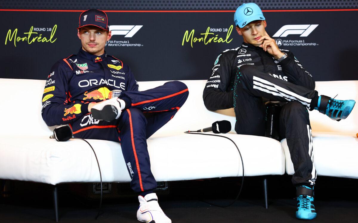 Max Verstappen a George Russell