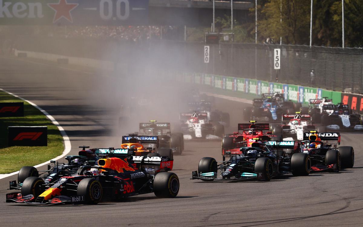 Max Verstappen pred Hamiltonom, Bottasom, po štarte VC Mexika 2021