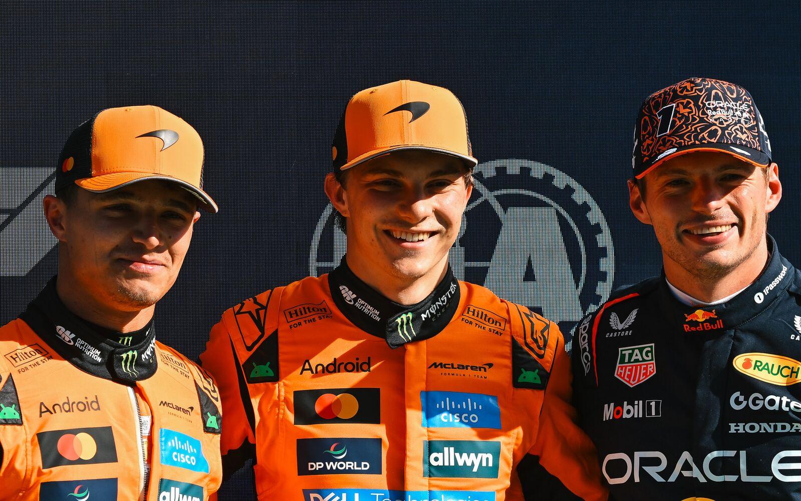 Oscar Piastri, Lando Norris a Max Verstappen