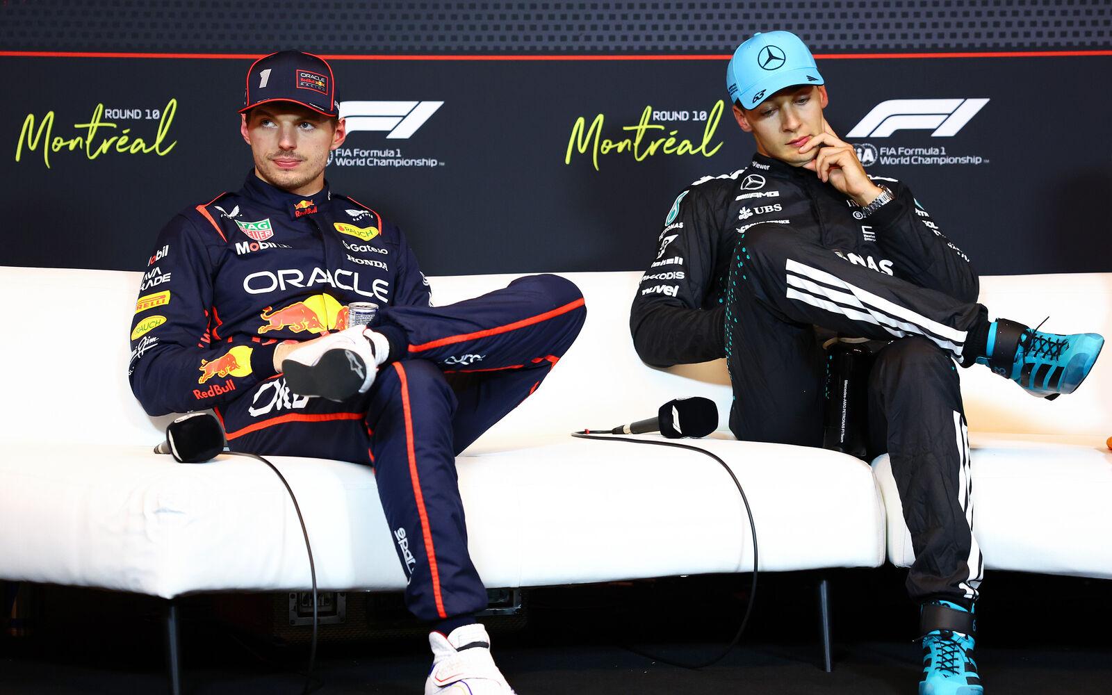 Max Verstappen a George Russell