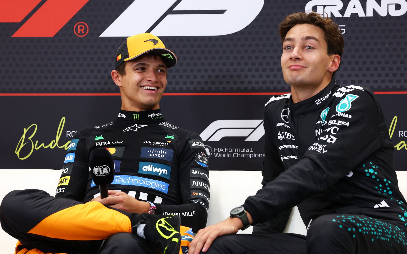 Lando Norris a George Russell