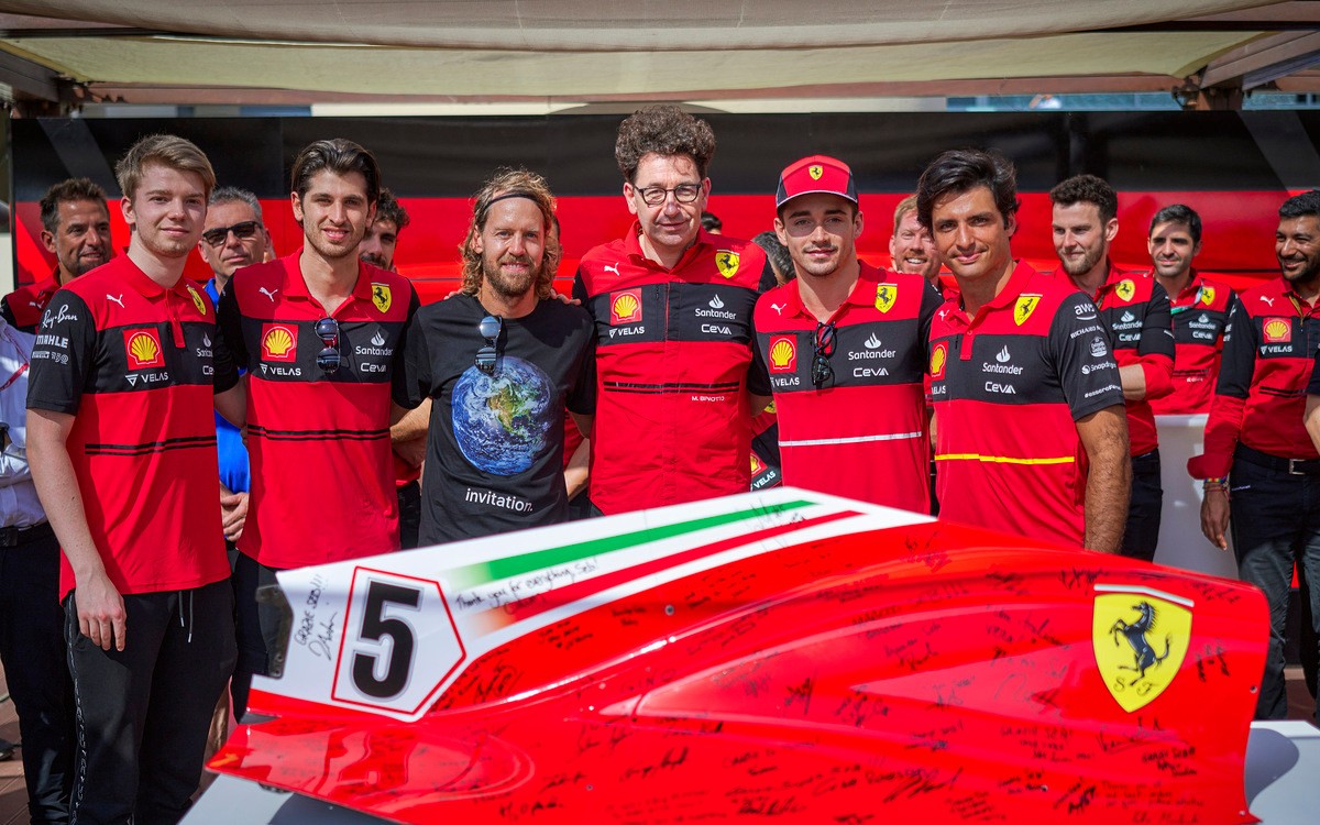 Sebastian Vettel, Charles Leclerc, Carlos Sainz, Mattia Binotto