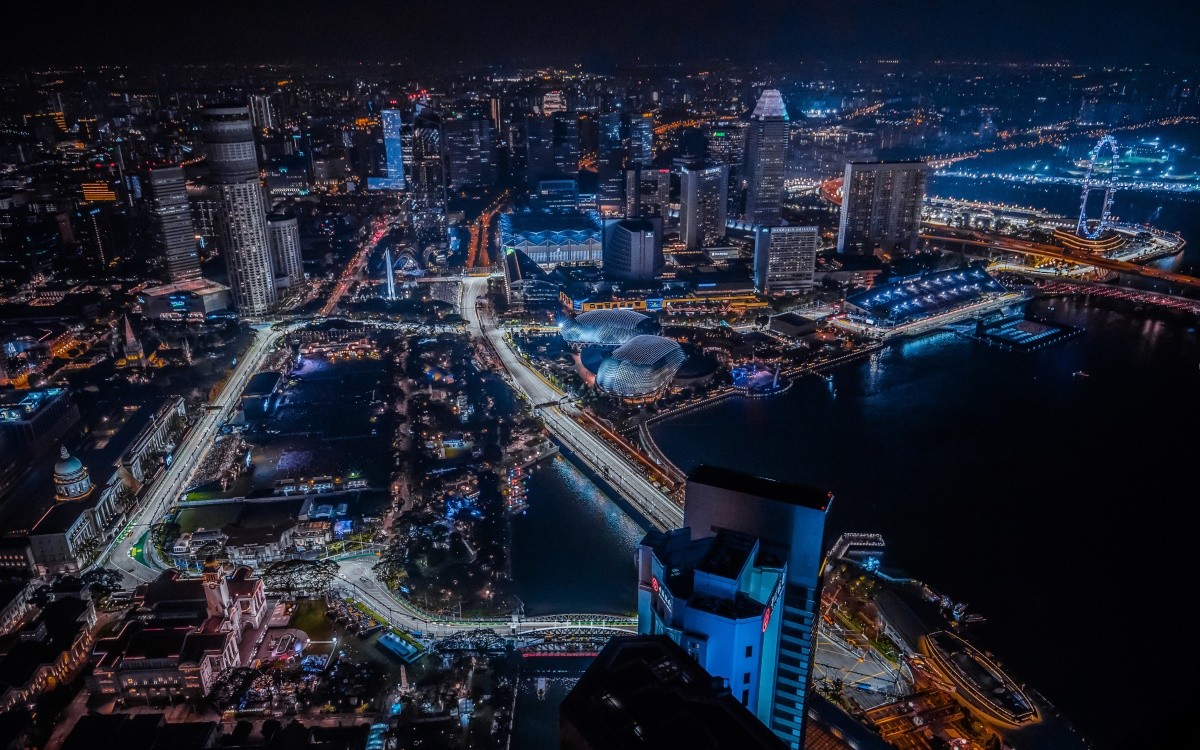 Singapur, Marina Bay Street Circuit, letecká, ilustračná