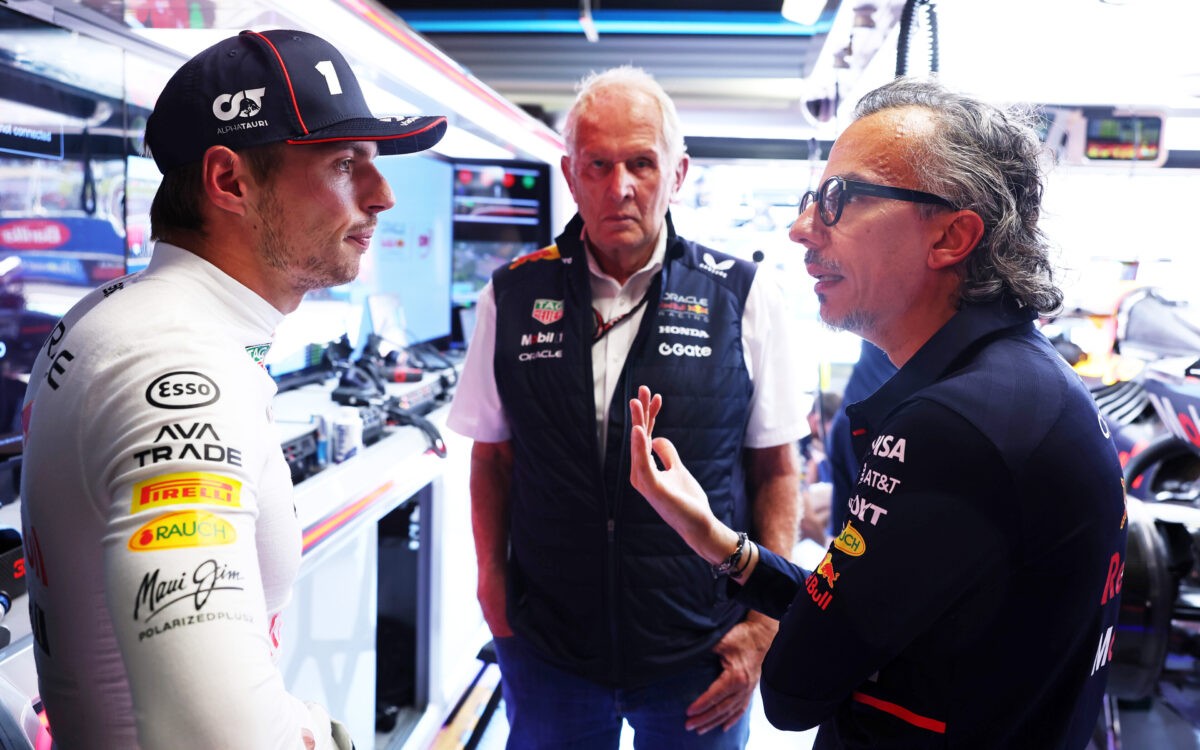 Max Verstappen, Helmut Marko a Laurent Mekies