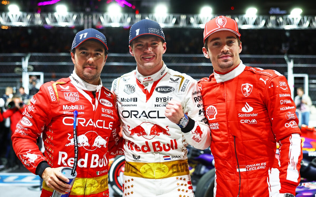 Max Verstappen, Sergio Pérez, Charles Leclerc