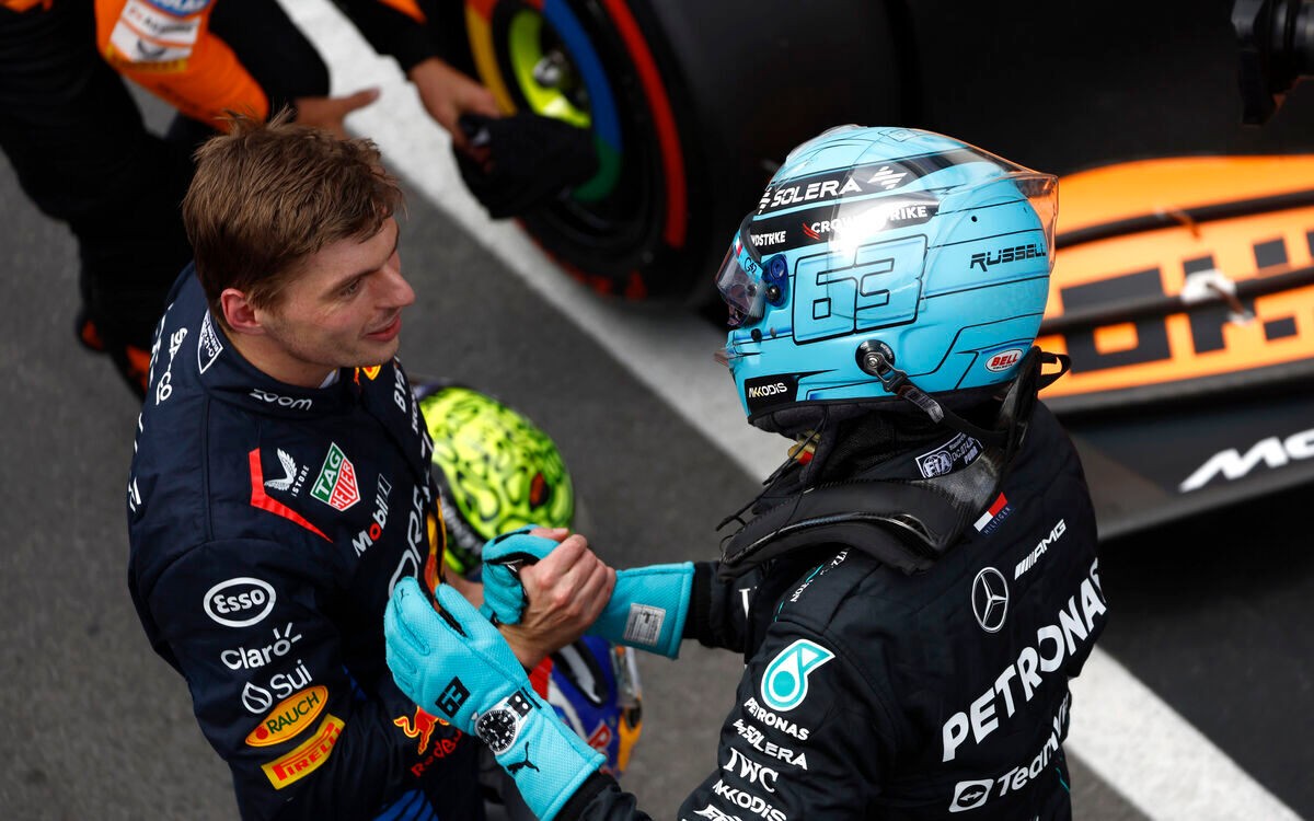 George Russell a Max Verstappen