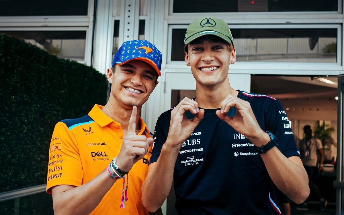 Lando Norris a George Russell