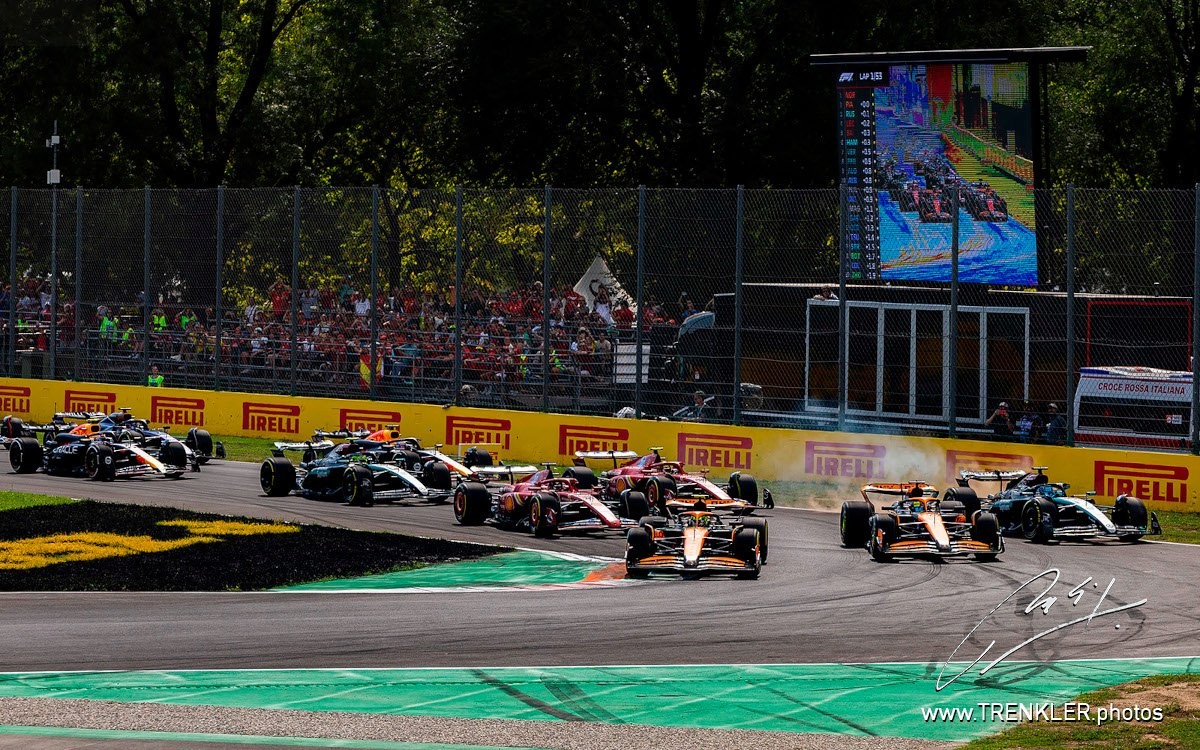 Po štarte VC Talianska 2024: Lando Norris, Oscar Piastri, George Russell