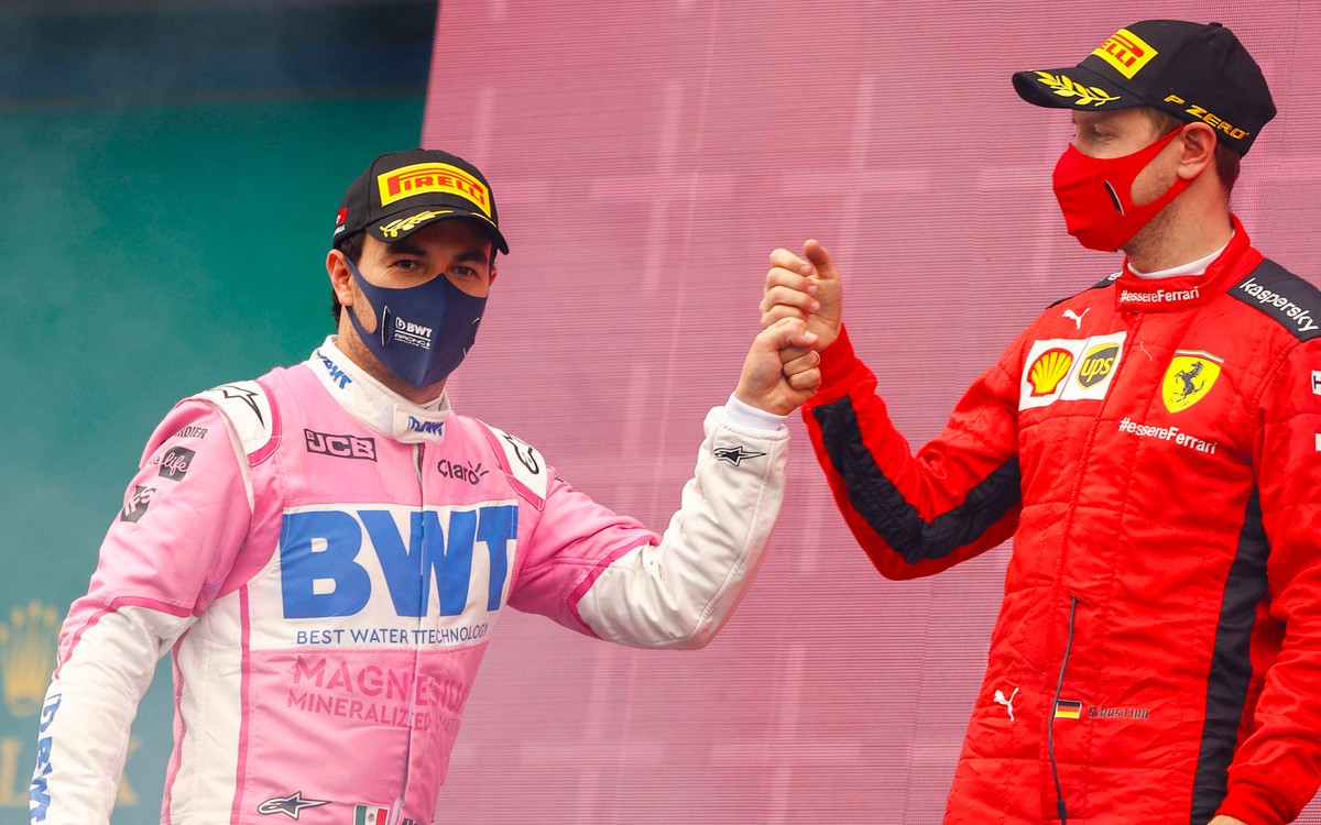 Sergio Pérez a Sebastian Vettel