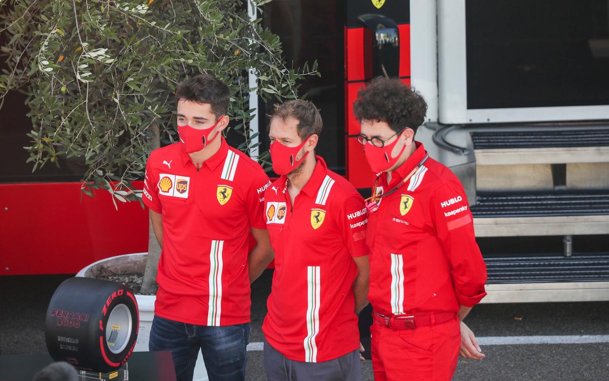 Charles Leclerc, Sebastian Vettel a Mattia Binotto