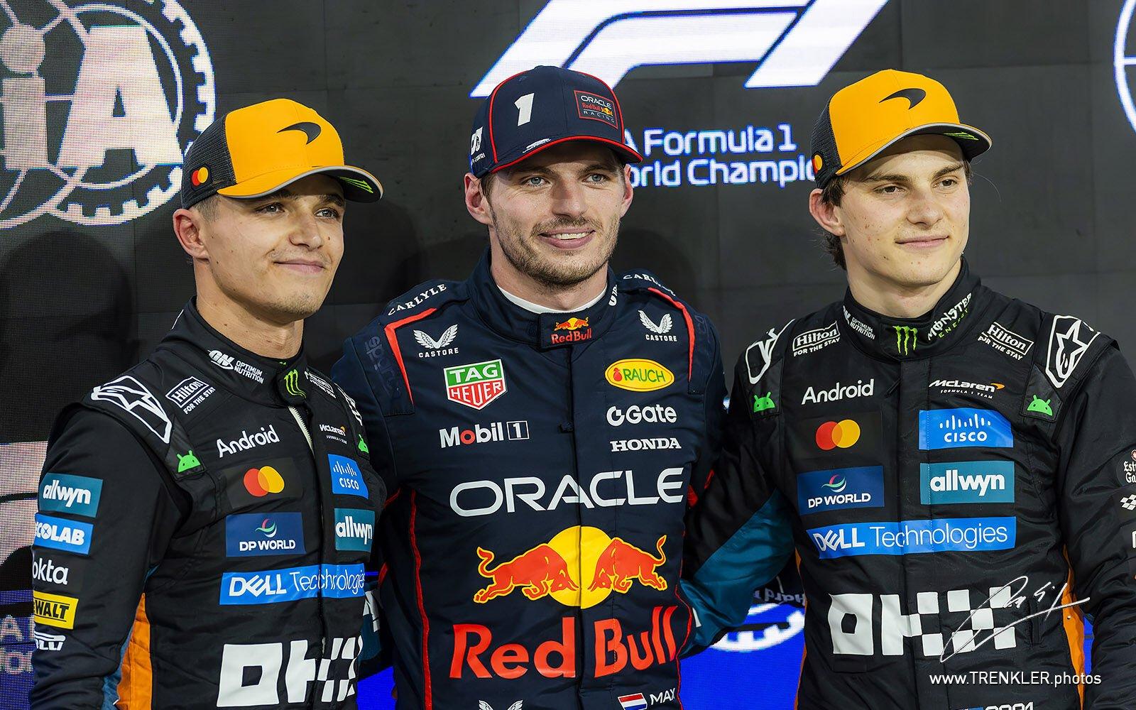 Max Verstappen, Lando Norris, Oscar Piastri