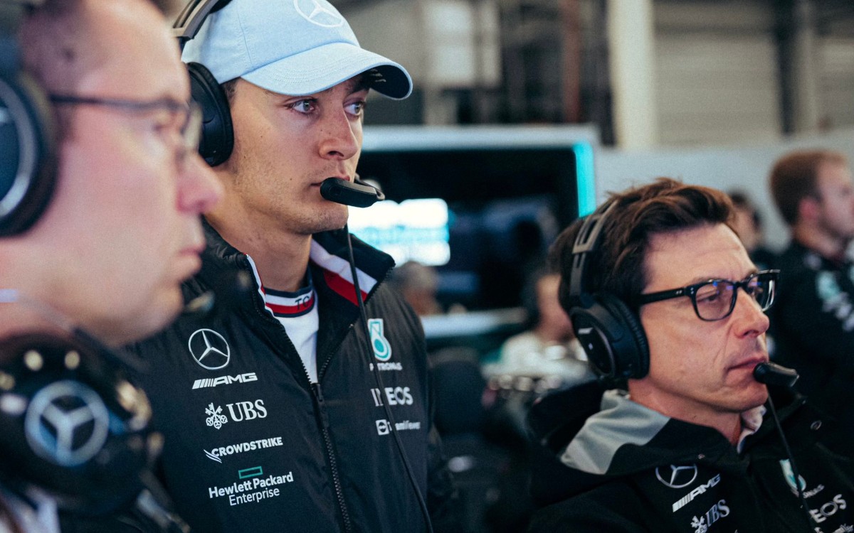 George Russell a Toto Wolff