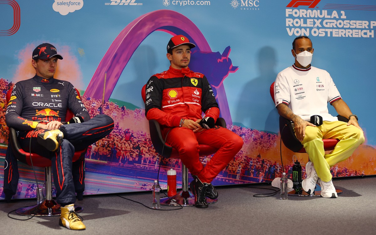 Charles Leclerc, Max Verstappen a Lewis Hamilton