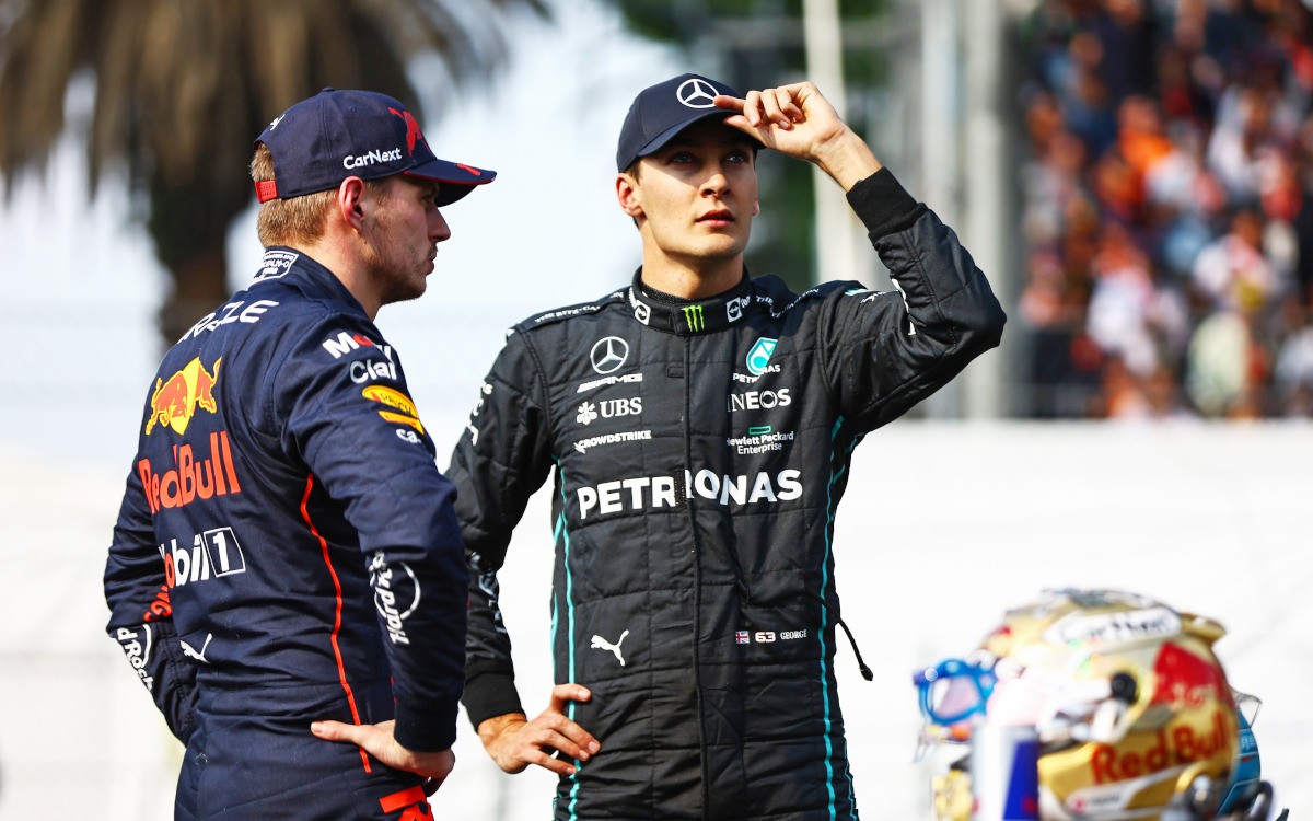 Max Verstappen a George Russell