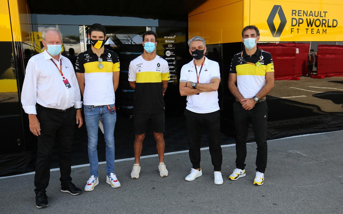 Jerome Stoll, Esteban Ocon, Daniel Ricciardo, Luca de Meo, Cyril Abiteboul