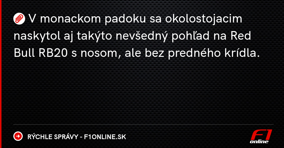 Red Bull RB20 s nosom, ale bez krídla - Rýchle správy | Magazín F1 - F1online.sk