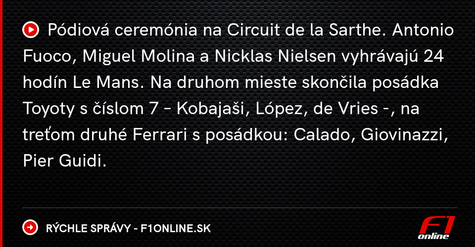 Ferrari vyhráva v Le Mans - Rýchle správy | Magazín F1 - F1online.sk